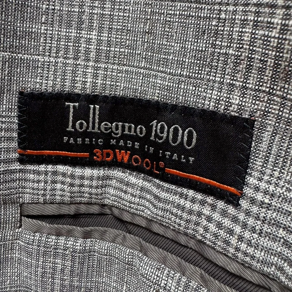 Banana Republic Blazer Mens 40R Gray Slim Fit Glen‎ Plaid Tollegno Italian Wool